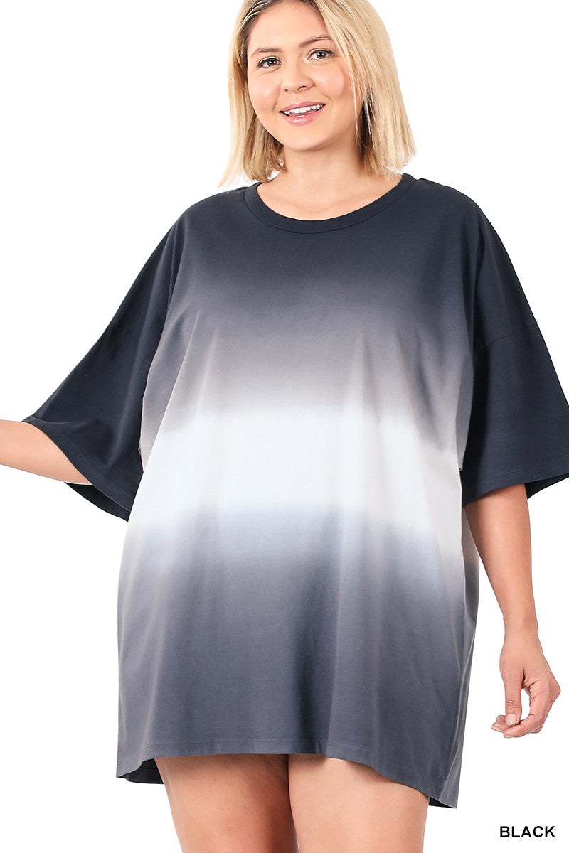 Dip Dye Drop Shoulder Oversized Cotton Top