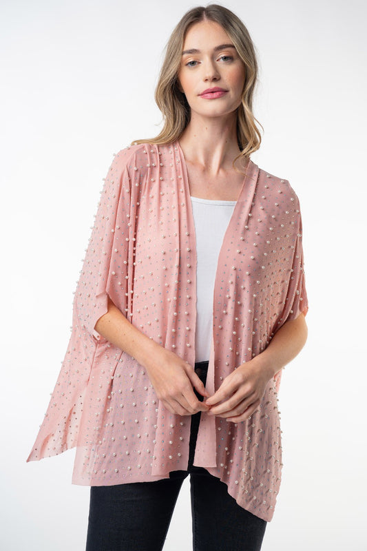 Pearl Beaded Mesh Cardigan