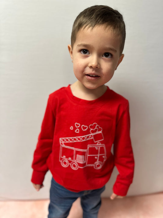 Valentine's Day Boys Firetruck Shirt