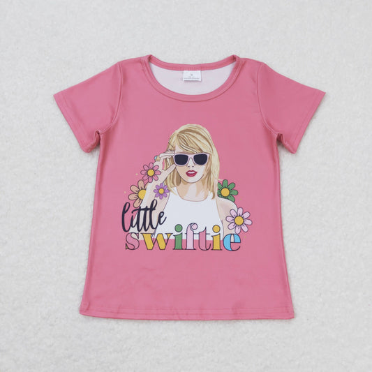 Girls Little Flowers Singer Short Sleeve Tee Shirts