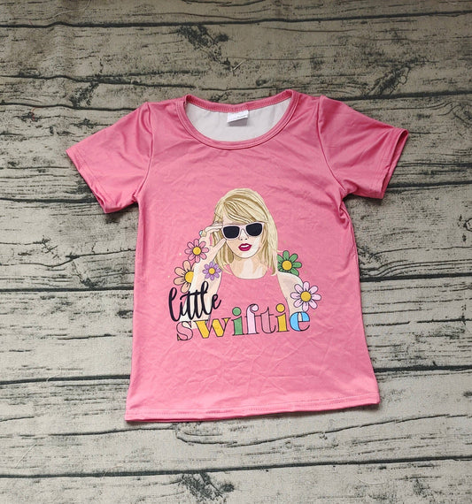 Girls Little Flowers Singer Short Sleeve Tee Shirts