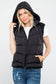 Sweater Rib Detail Nylon Hooded Puffer Vest