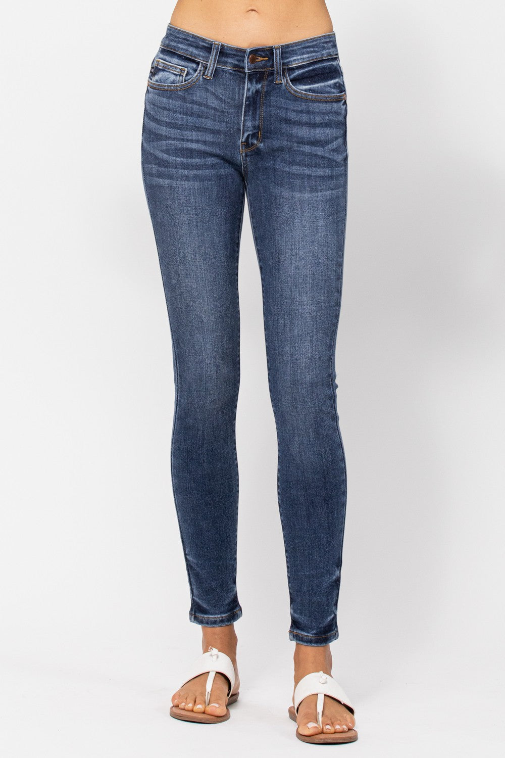 Judy Blue Mid Rise Skinny with Handsanding