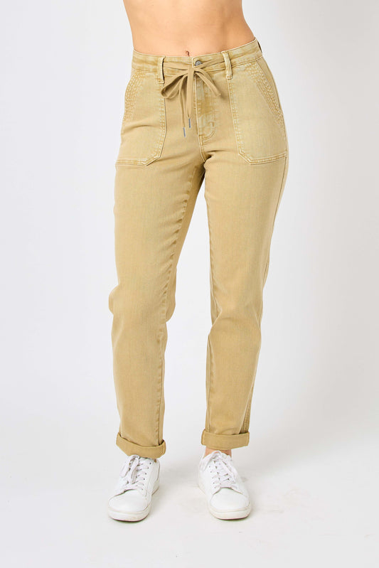 Judy Blue Khaki High Waist Cuffed Jogger