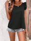 Crisscross Back Ruffled Round Neck Cap Sleeve Blouse