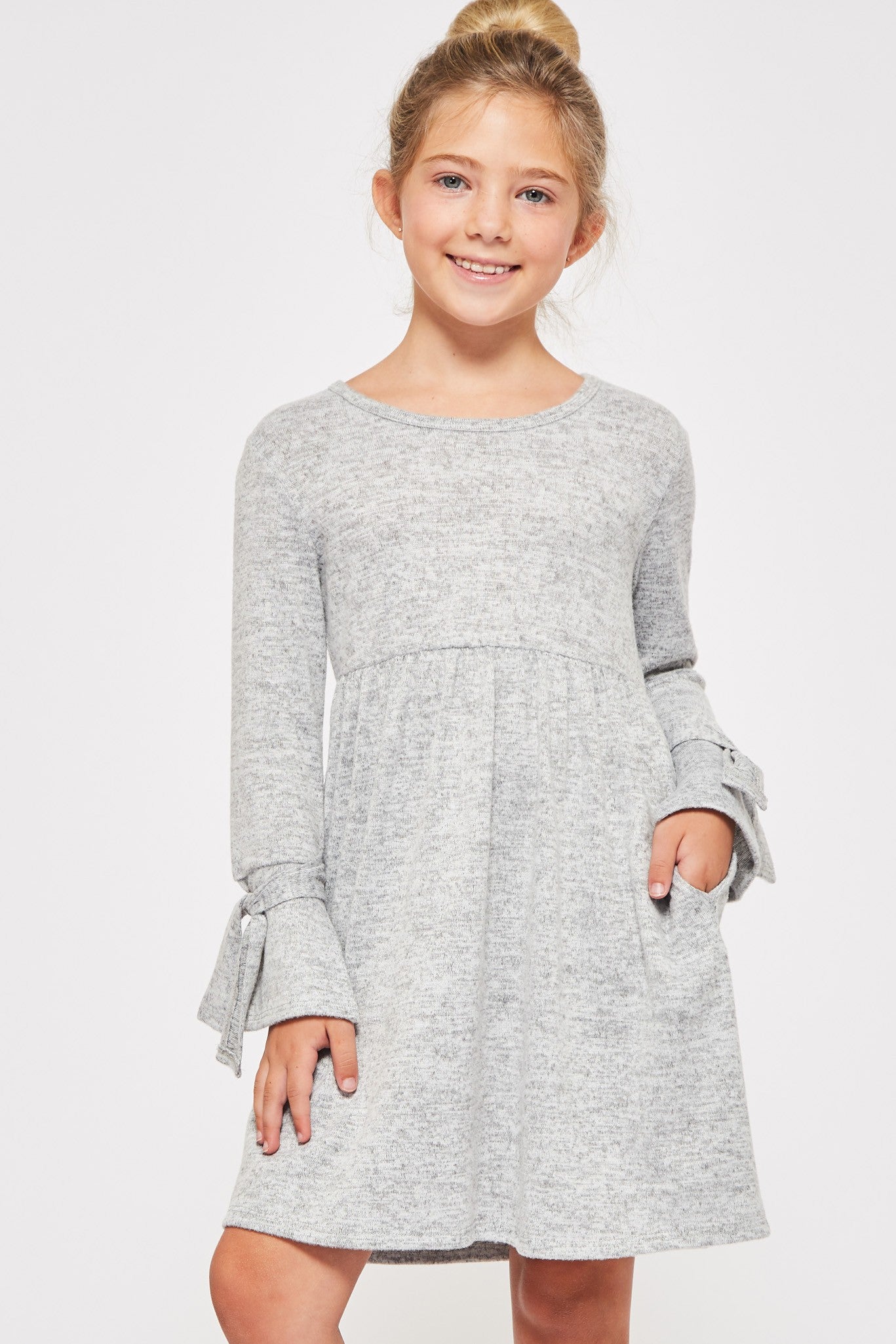 Girls Bell Sleeve Midi Dress