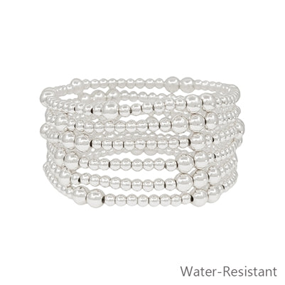 Set of 7 Beaded Water Resistant Stretch Bracelets