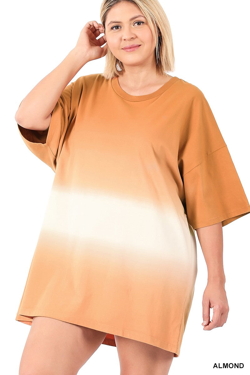 Dip Dye Drop Shoulder Oversized Cotton Top