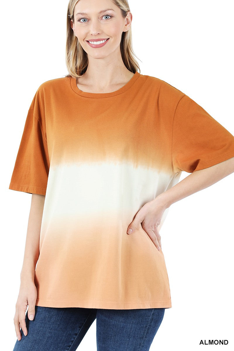 Dip Dye Drop Shoulder Oversized Cotton Top