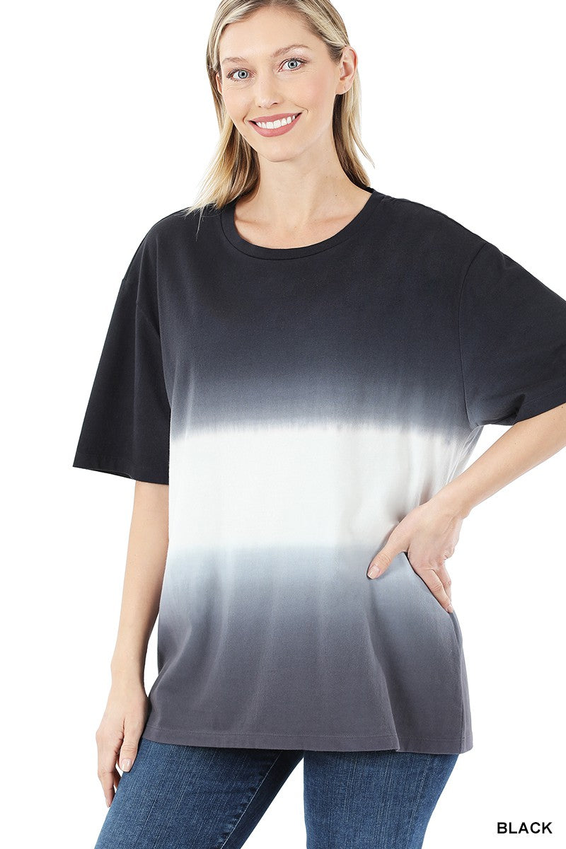 Dip Dye Drop Shoulder Oversized Cotton Top