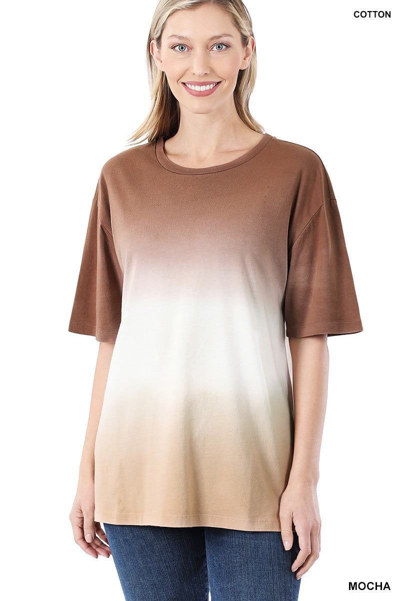 Dip Dye Drop Shoulder Oversized Cotton Top