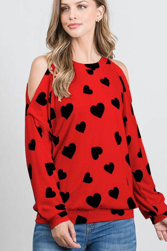 Valentine's Cold Shoulder Heart Top