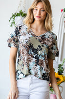 Dolman with Ruffled Multi Color Floral Top