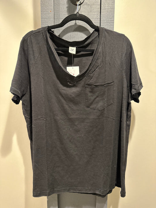 Black Short Sleeve V-Neck Tee