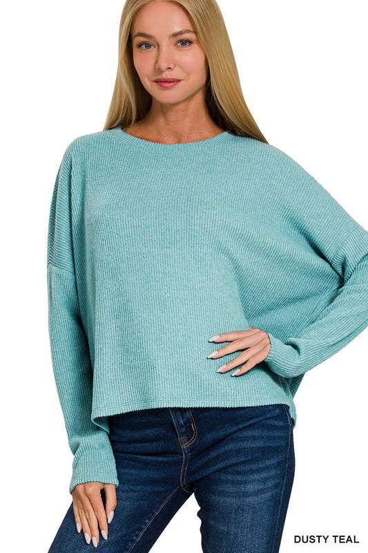 Ribbed Dolman Long Sleeve Sweater