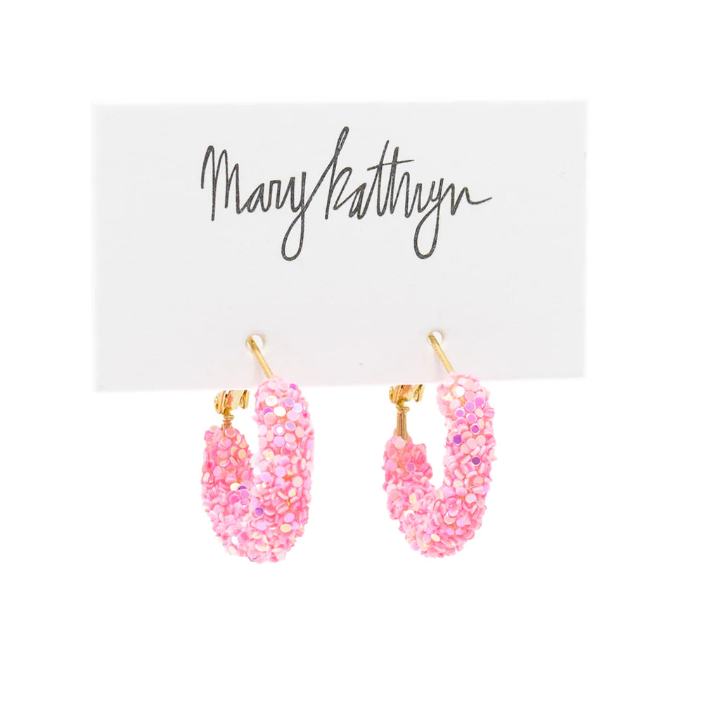 Mini Glitter Hoops - Pink