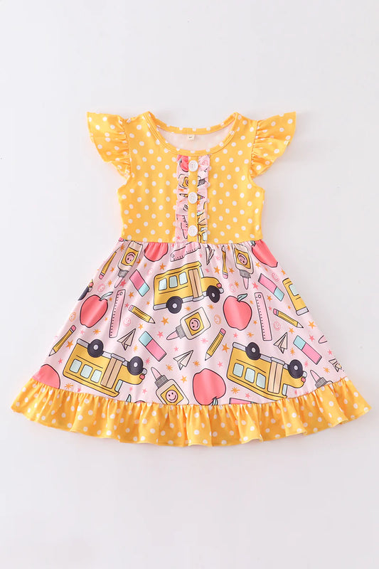 Mustard Back to School Ruffle Dress *FINAL SALE*