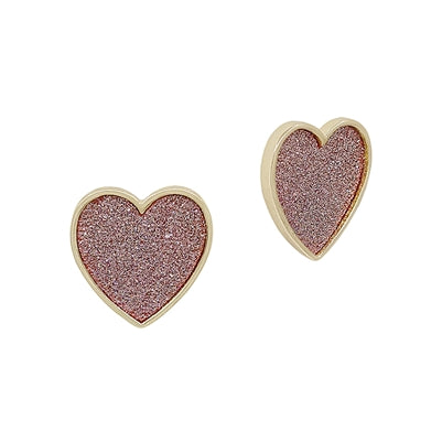 Metallic Heart Stud Earrings