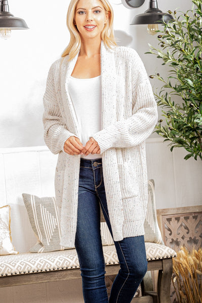 Solid Open Sweater Cardigan