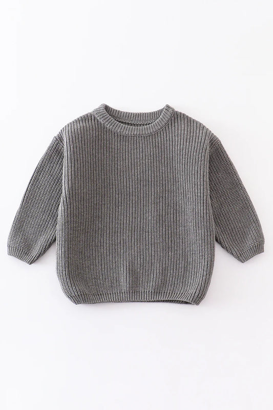 Girls Grey Oversized Sweater