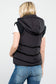 Sweater Rib Detail Nylon Hooded Puffer Vest