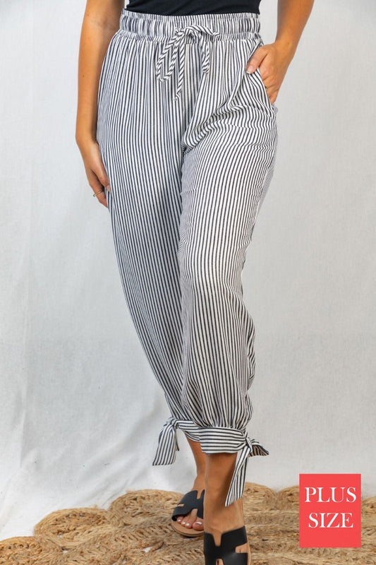 Black & White Stripe Jogger (Curvy) - FINAL SALE