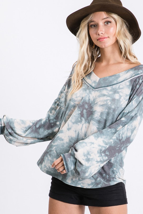 Tie Dye V Neck Top