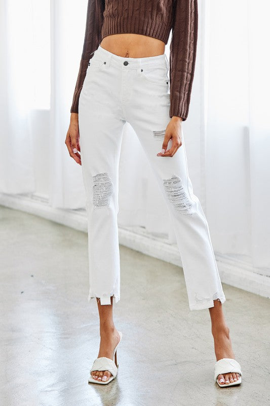 KanCan High Rise Slim Straight White Jeans