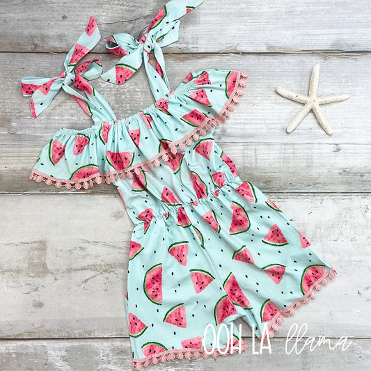 Aqua Watermelon Romper *FINAL SALE*