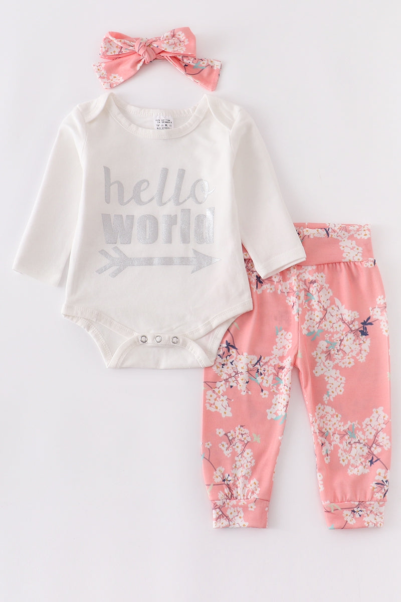 Hello World Floral 3 pc. Infant Set *FINAL SALE*