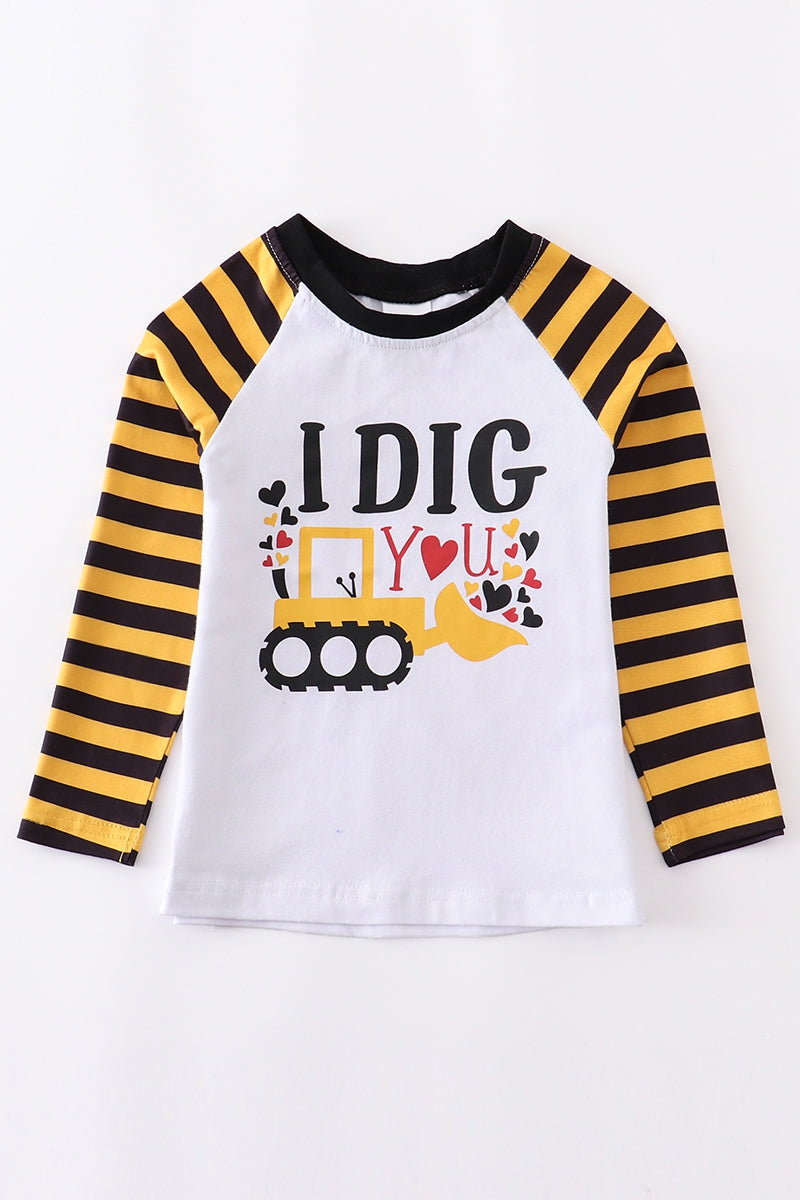 I Dig You ~ Striped Excavator Raglan