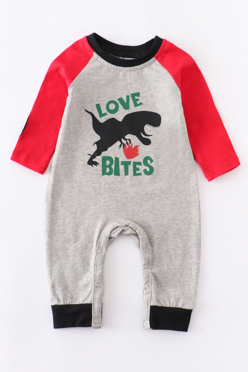 Love Bites ~ Red Dinosaur Heart Romper