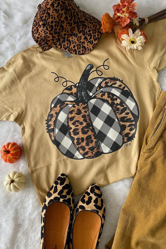 Cheetah Plaid Pumpkin Graphic Tee