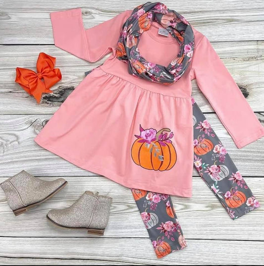 Pink Pumpkin Scarf Set *FINAL SALE*