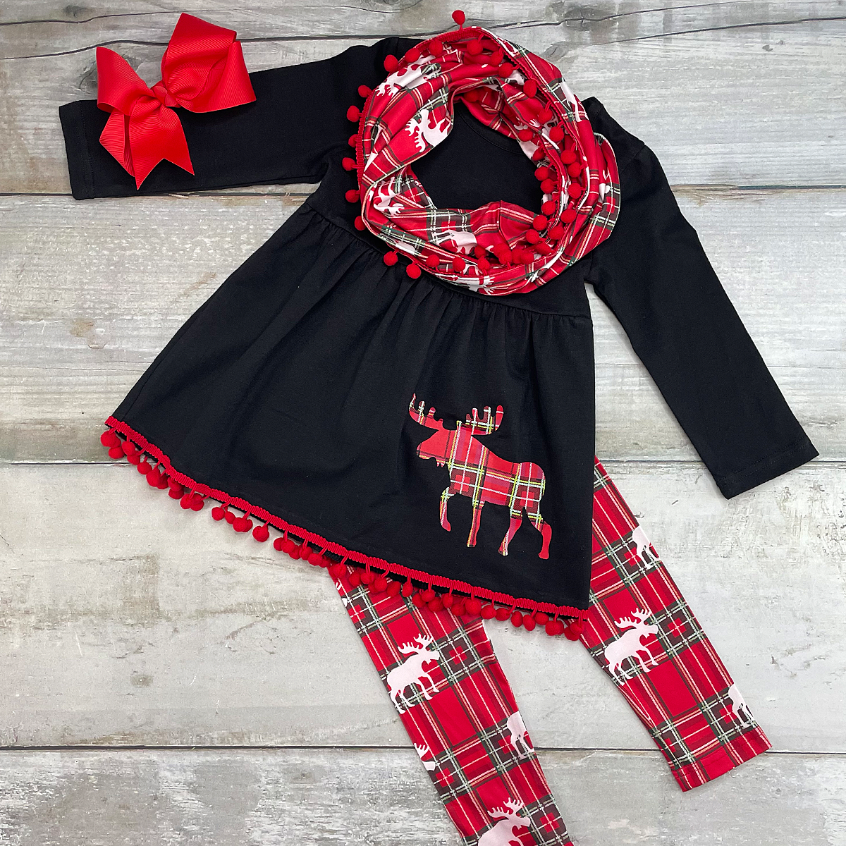 Plaid Moose Scarf Set *FINAL SALE*