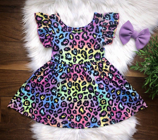 Rainbow Leopard Twirl Dress *FINAL SALE*