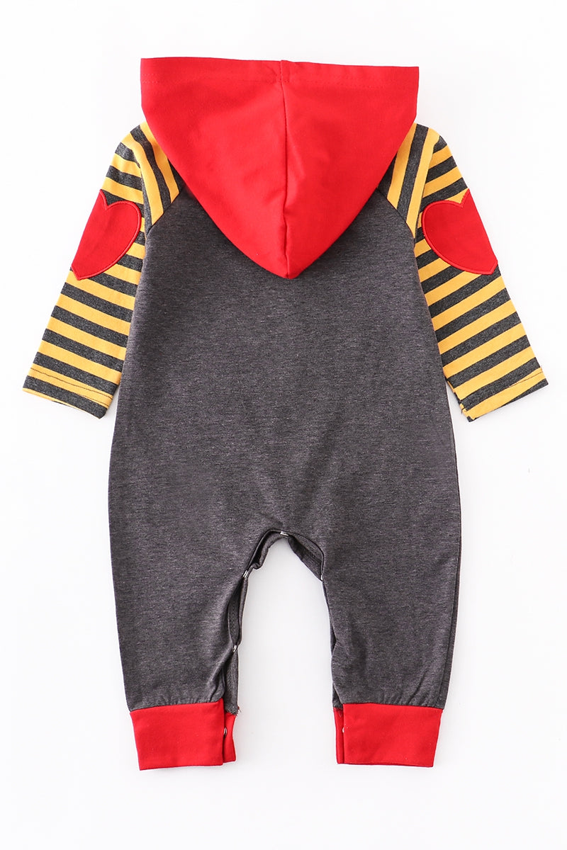 Striped Excavator Applique Romper