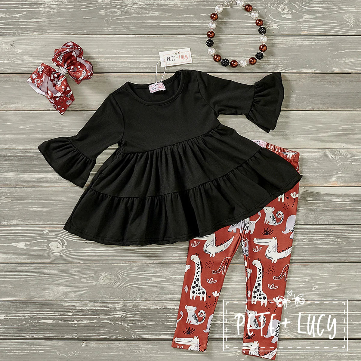 Zoo Fun Ruffle Sleeve Pant Set