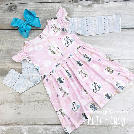 Pretty Kitty Long Sleeve  Ruffle Dress